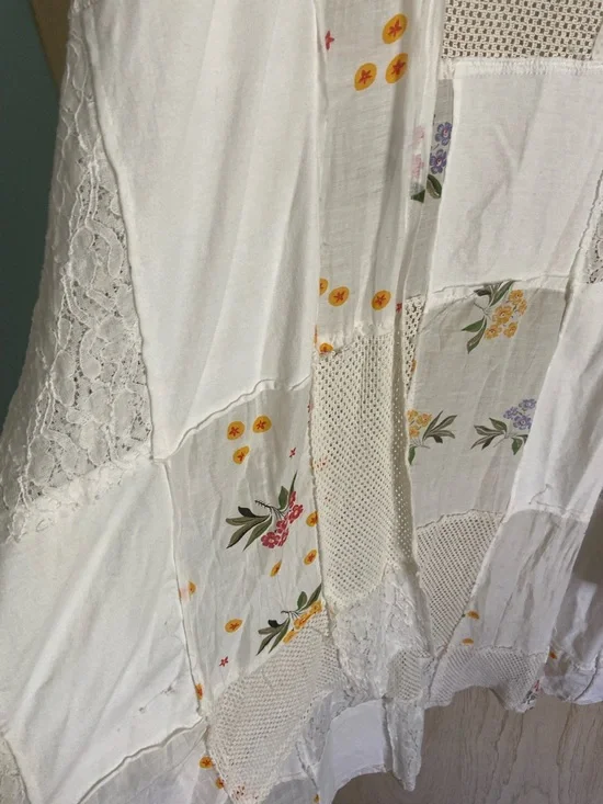 PAPER LACE Floral White Patchwork Long Kimono Duster Sz Small - Picture 4 of 10